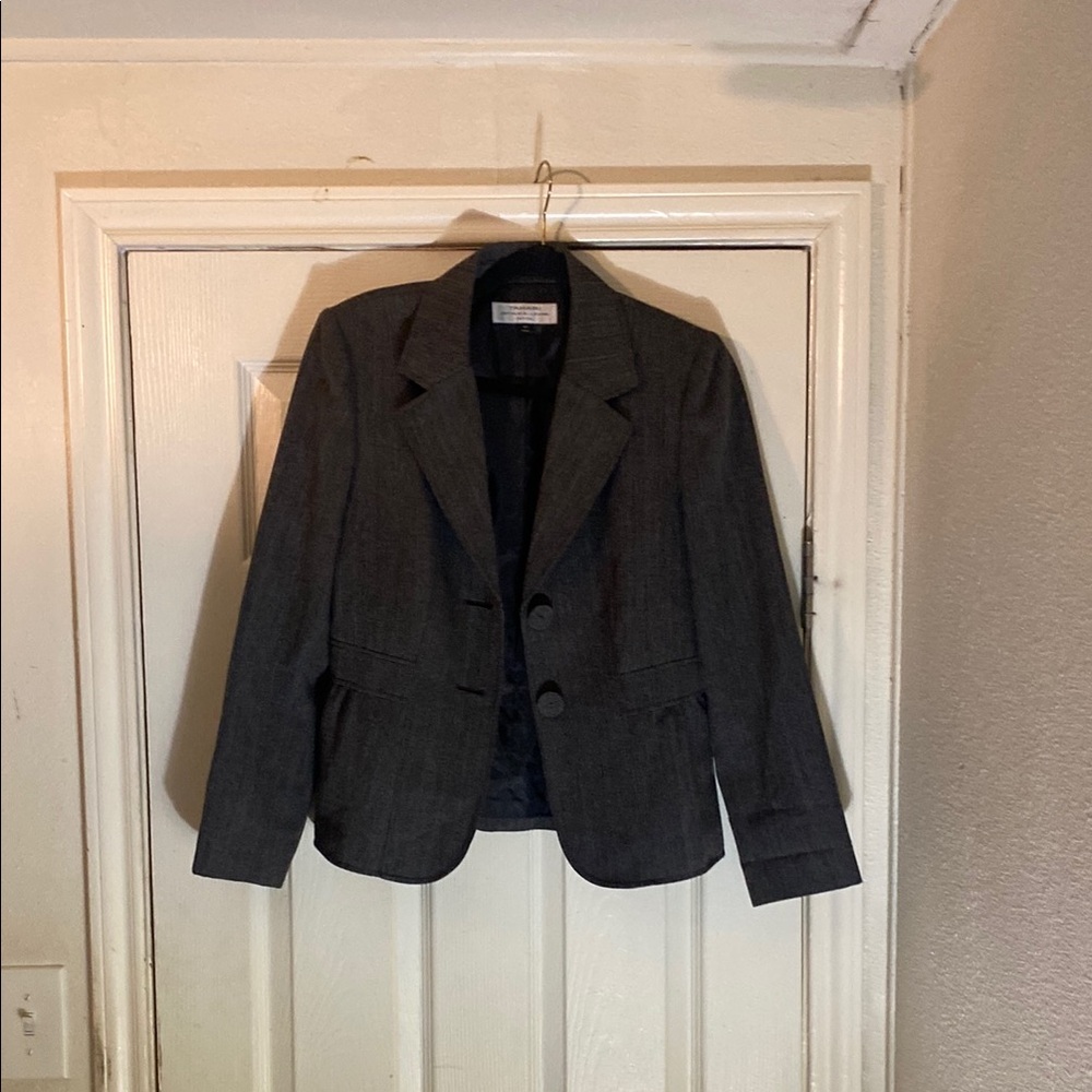 TAHARI arthur s. Levine peritéGray Sport Coat Notched Lapel Blazer